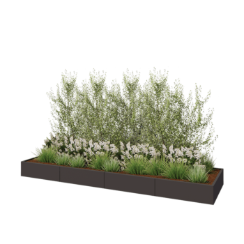 Jardinera XXL de acero - Rectángulo - 400 x 100 x 30 cm - Otro color RAL - Con placa inferior