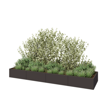 Jardinera XXL de acero - Rectángulo - 400 x 100 x 40 cm - RAL7016 mate (gris antracita) - Con placa inferior