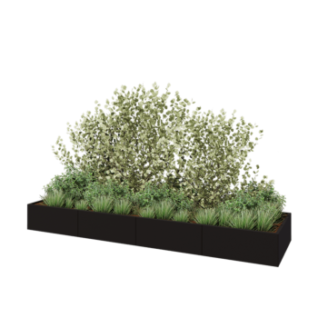 Jardinera XXL de acero - Rectángulo - 400 x 100 x 40 cm - RAL9005 mate (negro) - Sin placa inferior