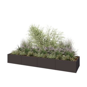 Jardinera XXL de acero - Rectángulo - 400 x 100 x 50 cm - Otro color RAL - Con placa inferior