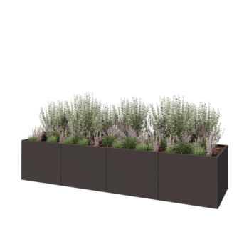 Jardinera XXL de acero - Rectángulo - 400 x 100 x 80 cm - RAL7016 mate (gris antracita) - Sin placa inferior