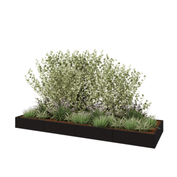 Jardinera XXL de acero - Rectángulo - 400 x 120 x 30 cm - RAL9005 mate (negro) - Sin placa inferior