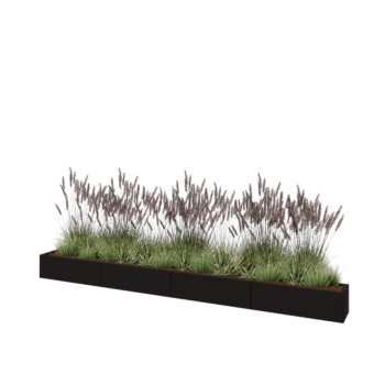 Jardinera XXL de acero - Rectángulo - 400 x 30 x 30 cm - RAL9005 mate (negro) - Con placa inferior