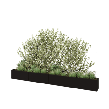 Jardinera XXL de acero - Rectángulo - 400 x 30 x 40 cm - RAL9005 mate (negro) - Con placa inferior