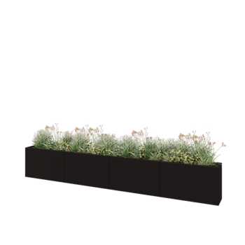 Jardinera XXL de acero - Rectángulo - 400 x 30 x 60 cm - RAL9005 mate (negro) - Con placa inferior