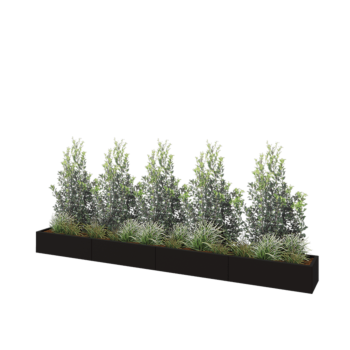 Jardinera XXL de acero - Rectángulo - 400 x 40 x 30 cm - RAL9005 mate (negro) - Con placa inferior