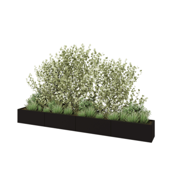 Jardinera XXL de acero - Rectángulo - 400 x 40 x 40 cm - RAL9005 mate (negro) - Sin placa inferior