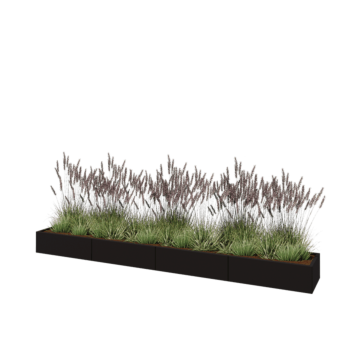 Jardinera XXL de acero - Rectángulo - 400 x 50 x 30 cm - RAL9005 mate (negro) - Con placa inferior