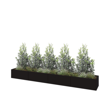 Jardinera XXL de acero - Rectángulo - 400 x 50 x 40 cm - RAL9005 mate (negro) - Sin placa inferior