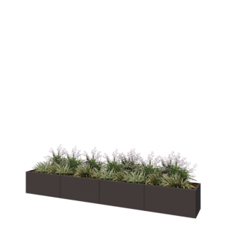 Jardinera XXL de acero - Rectángulo - 400 x 50 x 50 cm - RAL7016 mate (gris antracita) - Sin placa inferior
