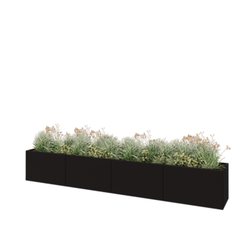 Jardinera XXL de acero - Rectángulo - 400 x 50 x 60 cm - RAL9005 mate (negro) - Sin placa inferior