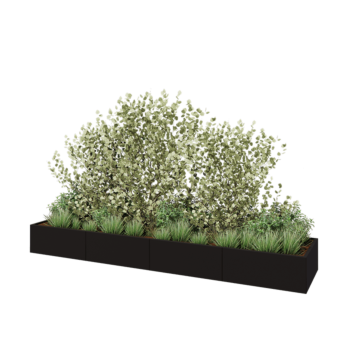 Jardinera XXL de acero - Rectángulo - 400 x 80 x 40 cm - RAL9005 mate (negro) - Con placa inferior