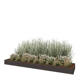 Jardinera XXL de acero - Rectángulo - 480 x 100 x 30 cm - RAL7016 mate (gris antracita) - Sin placa inferior