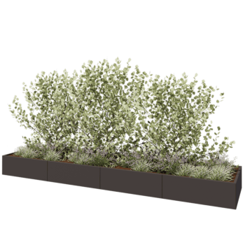 Jardinera XXL de acero - Rectángulo - 480 x 100 x 40 cm - Otro color RAL - Sin placa inferior