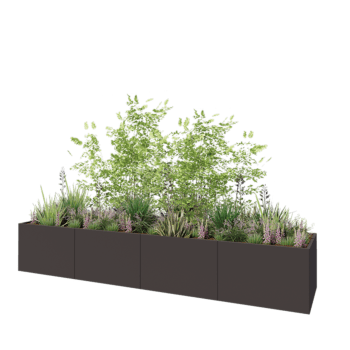 Jardinera XXL de acero - Rectángulo - 480 x 100 x 80 cm - RAL7016 mate (gris antracita) - Con placa inferior