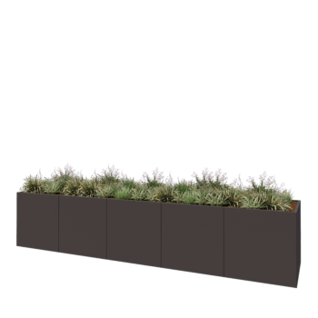 Jardinera XXL de acero - Rectángulo - 500 x 100 x 100 cm - RAL7016 mate (gris antracita) - Con placa inferior