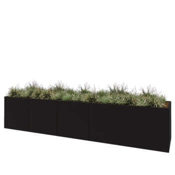 Jardinera XXL de acero - Rectángulo - 500 x 100 x 100 cm - RAL9005 mate (negro) - Sin placa inferior