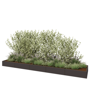 Jardinera XXL de acero - Rectángulo - 500 x 100 x 30 cm - RAL7016 mate (gris antracita) - Con placa inferior