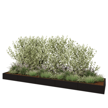 Jardinera XXL de acero - Rectángulo - 500 x 100 x 30 cm - RAL9005 mate (negro) - Con placa inferior