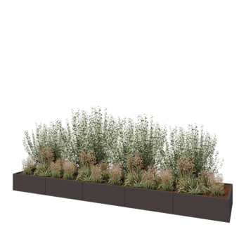 Jardinera XXL de acero - Rectángulo - 500 x 100 x 40 cm - RAL7016 mate (gris antracita) - Sin placa inferior