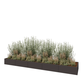 Jardinera XXL de acero - Rectángulo - 500 x 100 x 40 cm - Otro color RAL - Con placa inferior