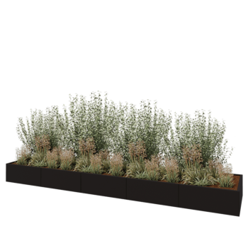 Jardinera XXL de acero - Rectángulo - 500 x 100 x 40 cm - RAL9005 mate (negro) - Sin placa inferior