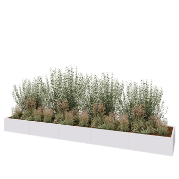 Jardinera XXL de acero - Rectángulo - 500 x 100 x 40 cm - RAL9010 mate (blanco) - Con placa inferior