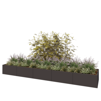 Jardinera XXL de acero - Rectángulo - 500 x 100 x 50 cm - RAL7016 mate (gris antracita) - Con placa inferior