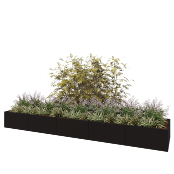 Jardinera XXL de acero - Rectángulo - 500 x 100 x 50 cm - RAL9005 mate (negro) - Sin placa inferior