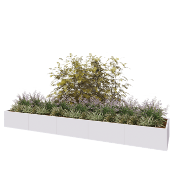 Jardinera XXL de acero - Rectángulo - 500 x 100 x 50 cm - RAL9010 mate (blanco) - Sin placa inferior