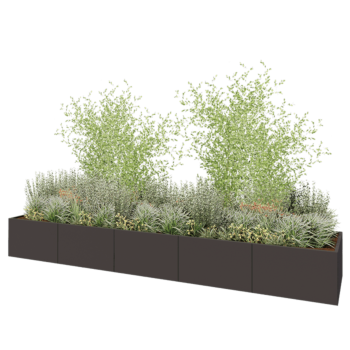 Jardinera XXL de acero - Rectángulo - 500 x 100 x 60 cm - RAL7016 mate (gris antracita) - Sin placa inferior