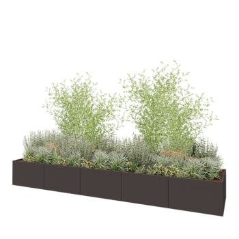 Jardinera XXL de acero - Rectángulo - 500 x 100 x 60 cm - Otro color RAL - Con placa inferior