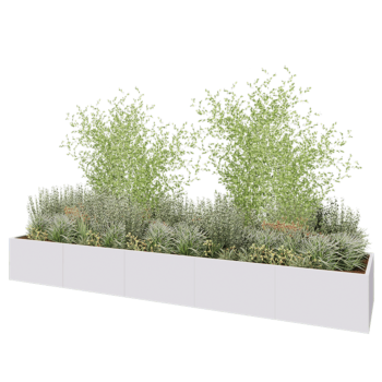 Jardinera XXL de acero - Rectángulo - 500 x 100 x 60 cm - RAL9010 mate (blanco) - Sin placa inferior