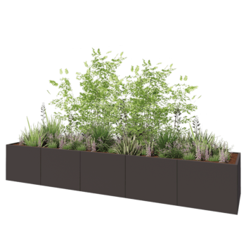 Jardinera XXL de acero - Rectángulo - 500 x 100 x 80 cm - RAL7016 mate (gris antracita) - Sin placa inferior