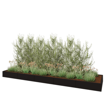 Jardinera XXL de acero - Rectángulo - 500 x 120 x 30 cm - RAL9005 mate (negro) - Sin placa inferior