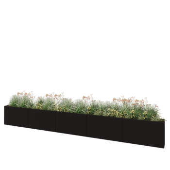 Jardinera XXL de acero - Rectángulo - 500 x 30 x 60 cm - RAL9005 mate (negro) - Sin placa inferior