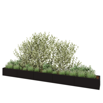 Jardinera XXL de acero - Rectángulo - 500 x 50 x 40 cm - RAL9005 mate (negro) - Con placa inferior