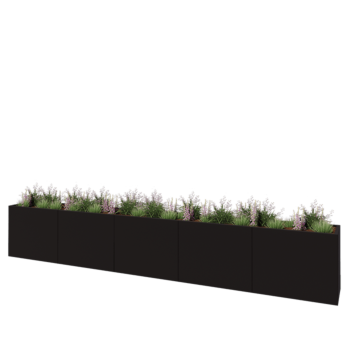 Jardinera XXL de acero - Rectángulo - 500 x 50 x 80 cm - RAL9005 mate (negro) - Con placa inferior