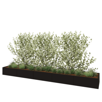 Jardinera XXL de acero - Rectángulo - 500 x 80 x 40 cm - RAL9005 mate (negro) - Con placa inferior