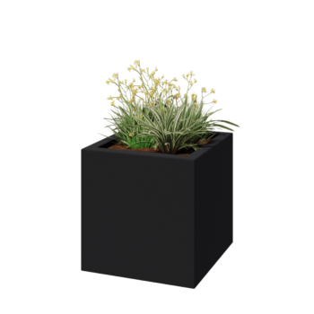 Jardinera de fibra de vidrio - Cuadrado - 60 x 60 x 60 cm - RAL9005 mate (negro) - Con fondo