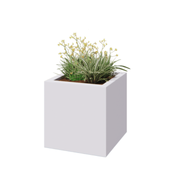 Jardinera de fibra de vidrio - Cuadrado - 60 x 60 x 60 cm - RAL9010 mate (blanco) - Con fondo