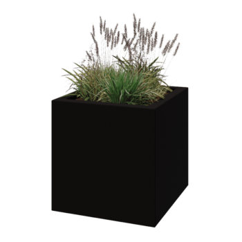 Jardinera de fibra de vidrio - Cuadrado - 70 x 70 x 70 cm - RAL9005 mate (negro) - Con fondo