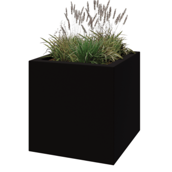 Jardinera de fibra de vidrio - Cuadrado - 80 x 80 x 80 cm - RAL9005 mate (negro) - Con fondo