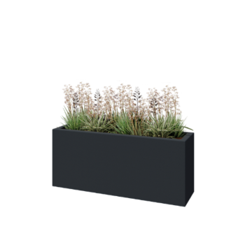 Jardinera de fibra de vidrio - Rectángulo - 120 x 30 x 50 cm - RAL7021 mate (gris negruzco) - Con fondo