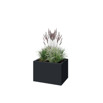 Jardinera de fibra de vidrio - Rectángulo - 60 x 40 x 40 cm - RAL7021 mate (gris negruzco) - Con fondo