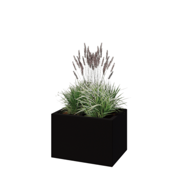 Jardinera de fibra de vidrio - Rectángulo - 60 x 40 x 40 cm - RAL9005 mate (negro) - Con fondo