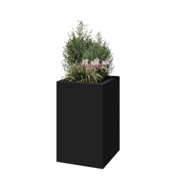 Jardinera de fibra de vidrio - Cuadrado - 50 x 50 x 80 cm - RAL7021 mate (gris negruzco) - Con fondo