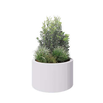 Jardinera de fibra de vidrio - Rond - Ø 100 x 60 cm - RAL9010 mate (blanco) - Con fondo