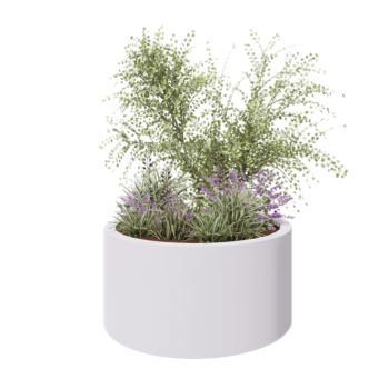 Jardinera de fibra de vidrio - Rond - Ø 120 x 60 cm - RAL9010 mate (blanco) - Con fondo