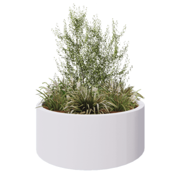 Jardinera de fibra de vidrio - Rond - Ø 150 x 60 cm - RAL9010 mate (blanco) - Con fondo